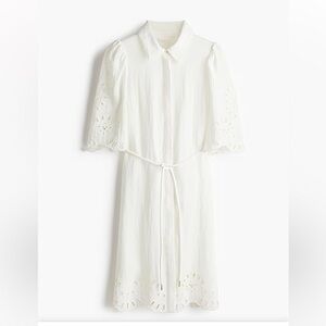 H&M Cream Long Sleeve Eyelet Dress Coastal Cowgirl Grandpa Chic City eclectic
